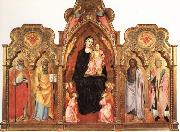 GADDI, Agnolo Madonna and Child with Angels and SS.Benedict and Peter.john the Baptist and Miniato oil on canvas